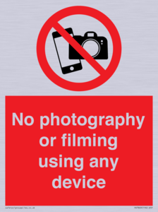 No photography or filming using any device
